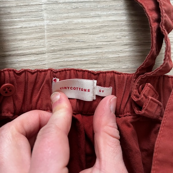 Tinycottons Girl’s Citizens of Luckywood Overall Dress Orange Red - Size 6 - Picture 3 of 6